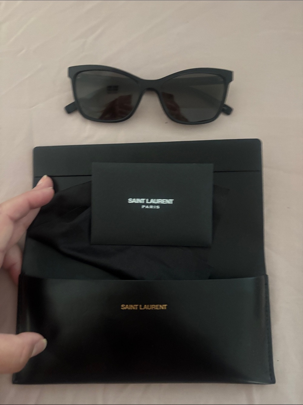 Saint Laurent Black Frame Sunglasses with Gray Lenses SL502 black New with case